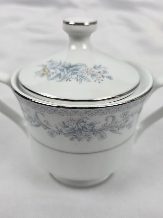 Mikasa Other - Mikasa Dresden Rose Sugar Bowl & Lid White with Blue and Pink Flowers on Rim